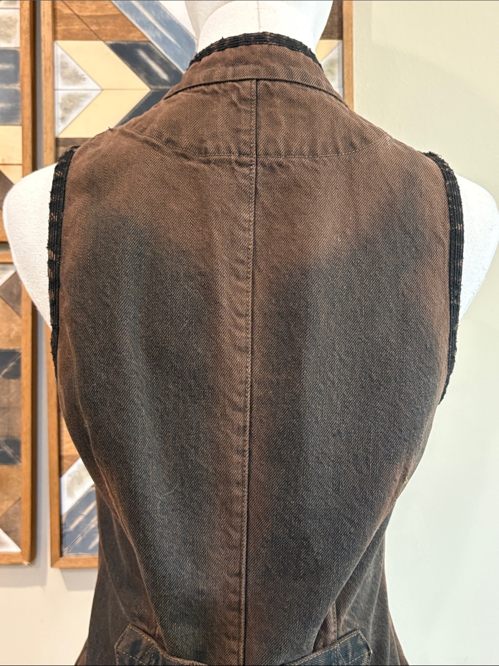 Vintage Ralph Lauren Blue Label Equestrian Brown Denim Button Up Vest size 8 - Picture 7 of 14